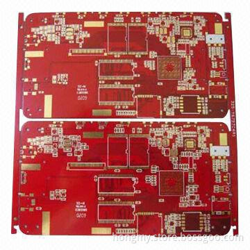 Multilayer PCB Board with Red Solder Mask, BGA & ICs